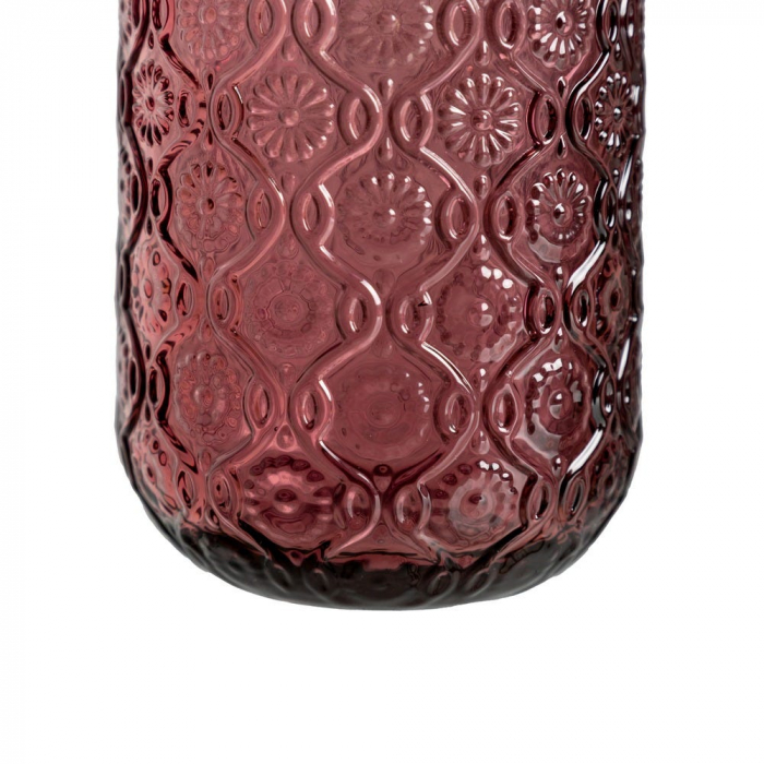 Set de 6 pahare roz înalte din sticlă cu model floral embosat 400 ml [3]