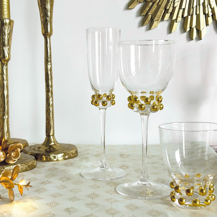Pahare champagne din sticlă cu accente aurii pentru evenimente elegante [3]