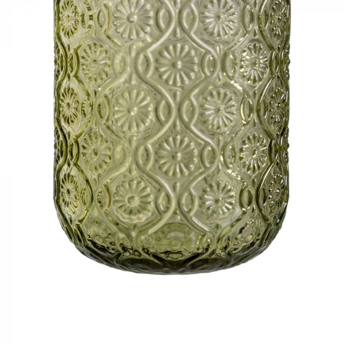 Set de 6 pahare verzi din sticlă cu model floral embosat 260 ml [3]