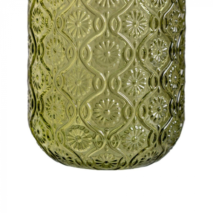 Set de 6 pahare verzi înalte din sticlă cu model floral embosat 400 ml [3]