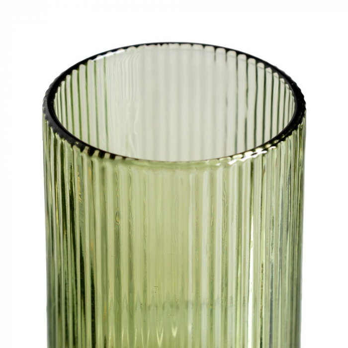 Set de 6 pahare verzi mari din sticlă canelată 425 ml [4]