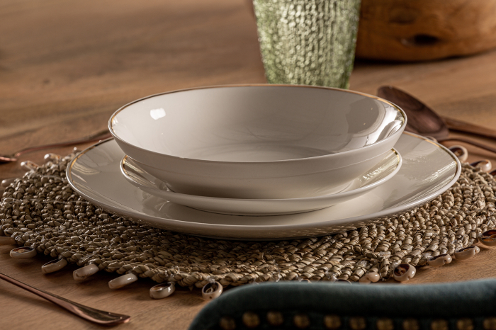 Set masa Art Deco|Portelan alb si auriu|Seturi elegante [5]