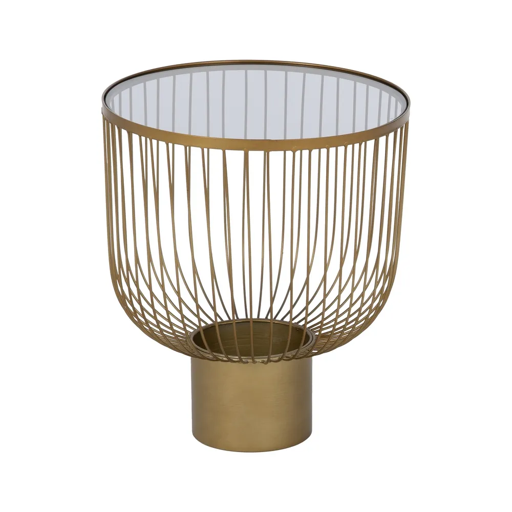 Set 2 măsuțe Ixia cu structură aurie, blat sticlă și bază marmură [5]