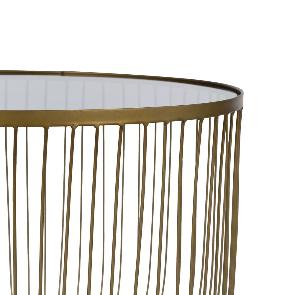 Set 2 măsuțe Ixia cu structură aurie, blat sticlă și bază marmură [7]