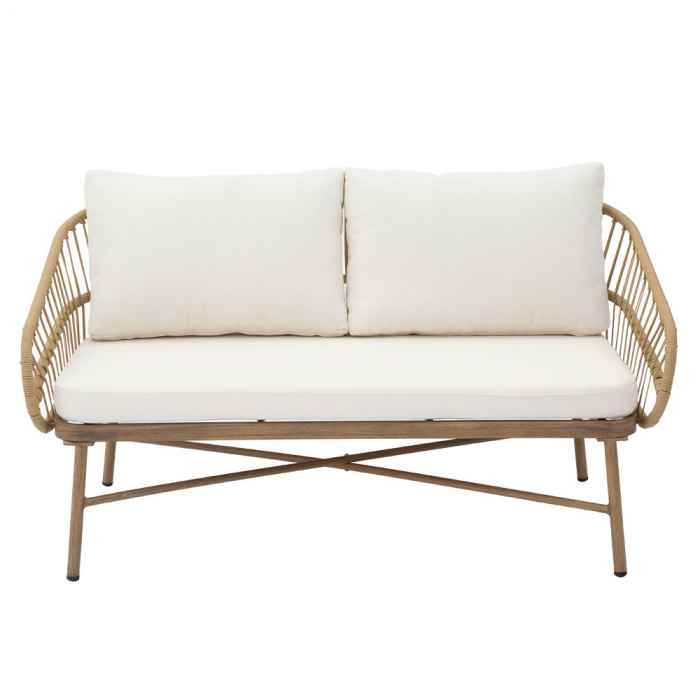 Set mobilier living 1+2+1 natural Cave cu rattan și aluminiu [5]