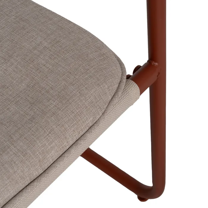 Set mobilier de grădină cu structură cărămizie din oțel, blat de sticlă și perne bej din olefină pentru terasă și exterior [11]