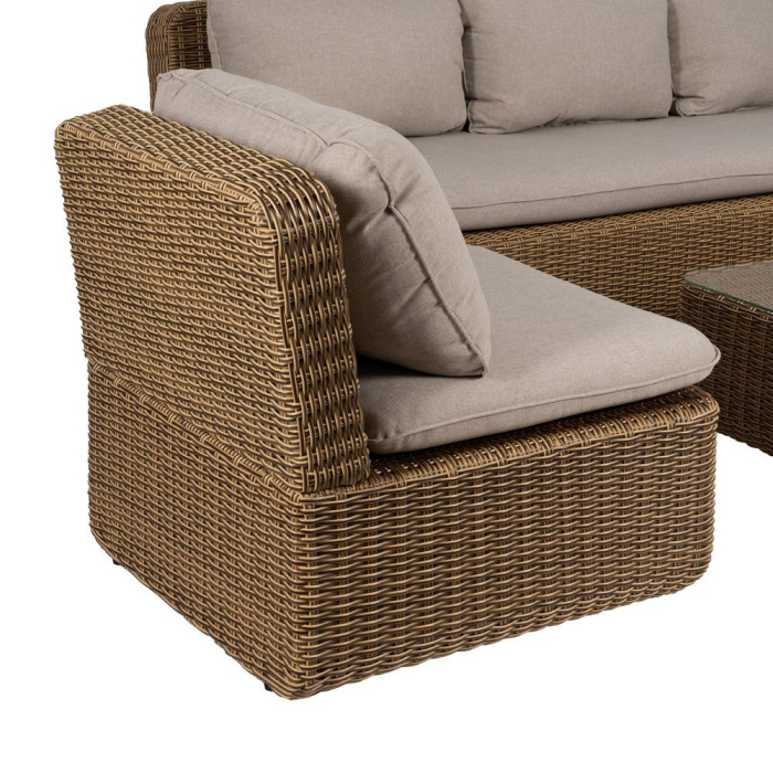 Set mobilier de grădină din ratan sintetic și aluminiu cu perne bej pentru terasă și exterior [3]