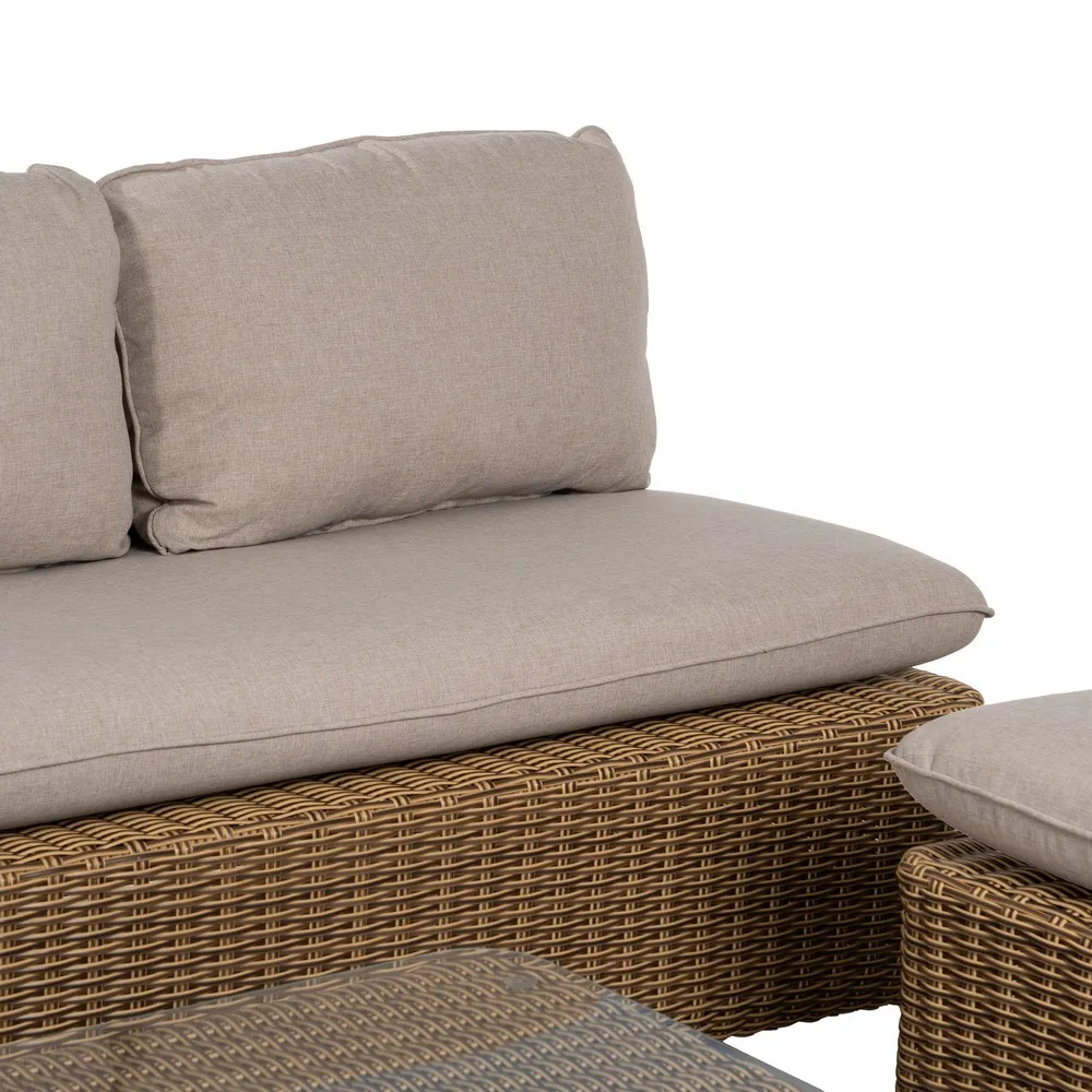 Set mobilier de grădină din ratan sintetic și aluminiu cu perne bej pentru terasă și exterior [8]