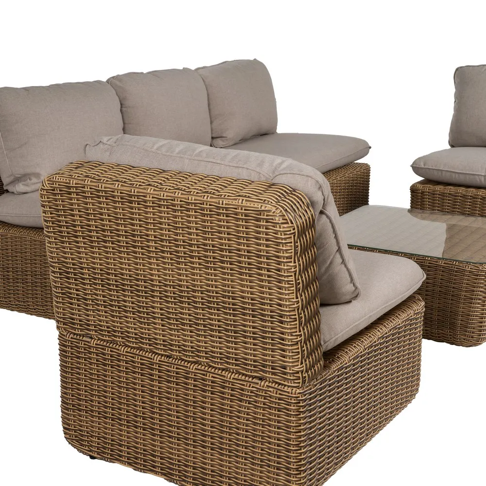 Set mobilier de grădină din ratan sintetic și aluminiu cu perne bej pentru terasă și exterior [17]