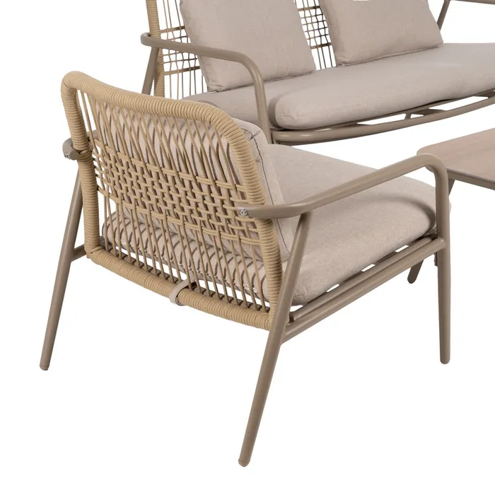 Set mobilier de grădină din aluminiu și olefină cu perne bej și masă dreptunghiulară pentru exterior și terasă [4]