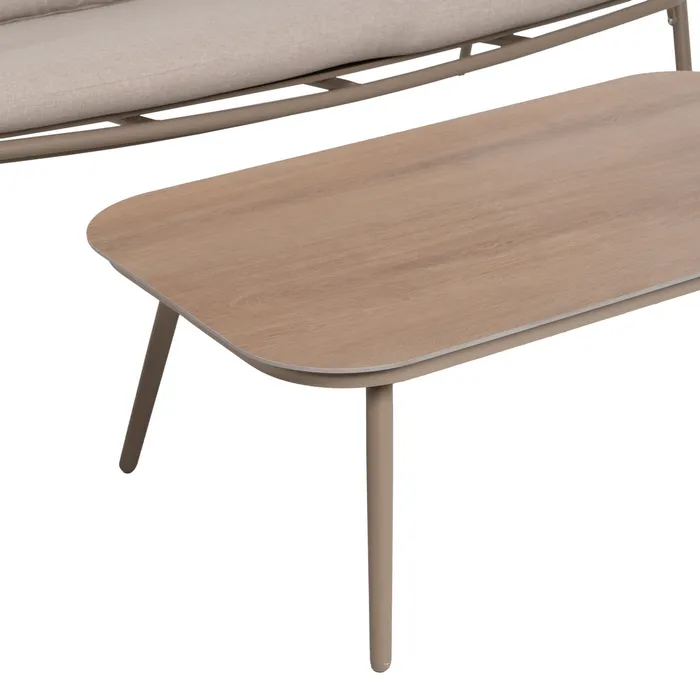 Set mobilier de grădină din aluminiu și olefină cu perne bej și masă dreptunghiulară pentru exterior și terasă [5]