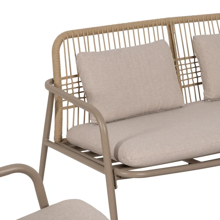 Set mobilier de grădină din aluminiu și olefină cu perne bej și masă dreptunghiulară pentru exterior și terasă [6]