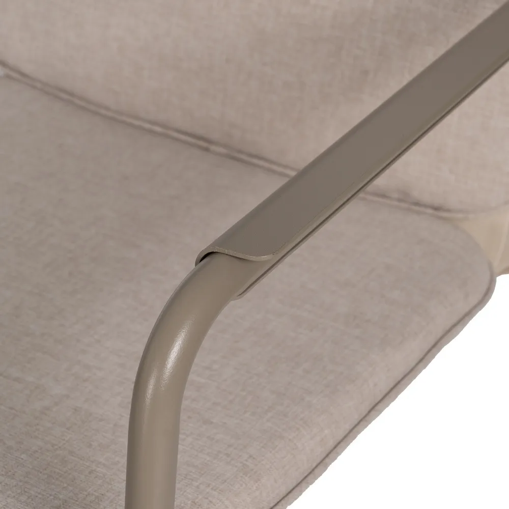 Set mobilier exterior cu structură din oțel, blat de sticlă și perne bej din olefină pentru grădină, terasă sau lounge outdoor [9]