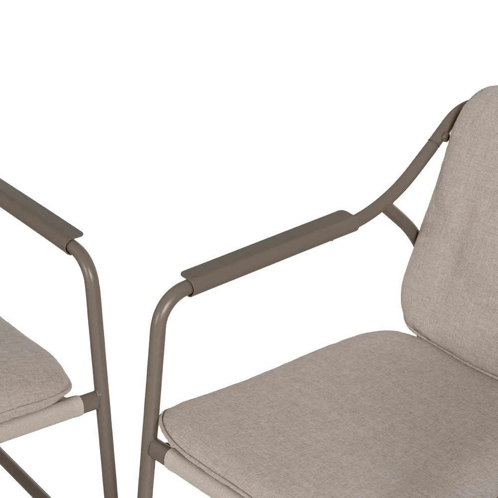 Set mobilier exterior cu structură din oțel, blat de sticlă și perne bej din olefină pentru grădină, terasă sau lounge outdoor [8]