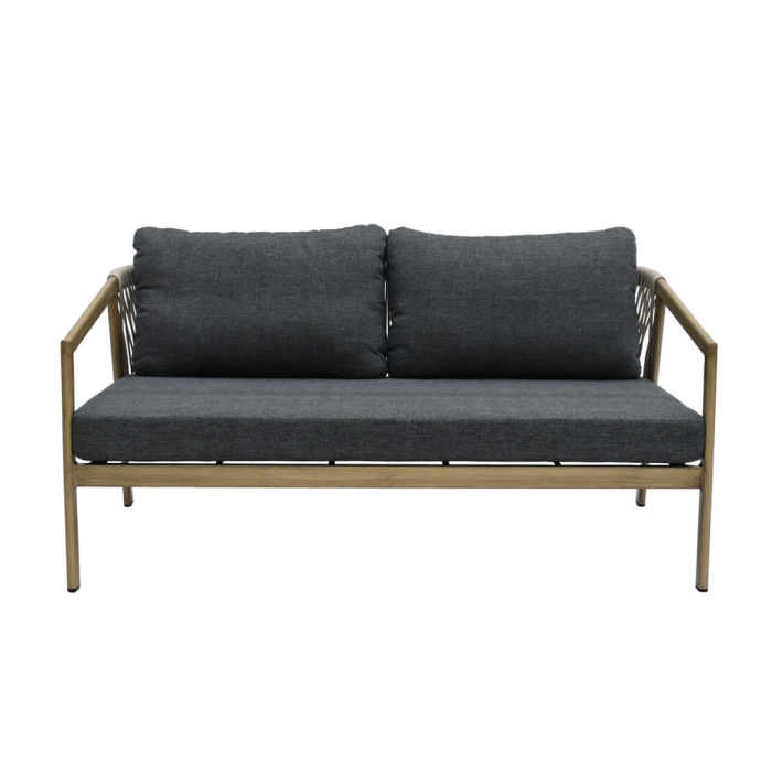 Set mobilier grădină din aluminiu natural cu perne gri MADERA [10]