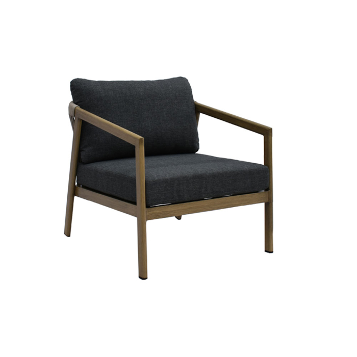 Set mobilier grădină din aluminiu natural cu perne gri MADERA [12]