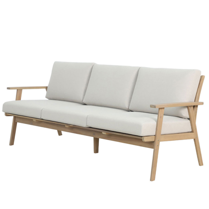 Set mobilier grădină din lemn de acacia natural cu perne bej deschis ETOILE [10]