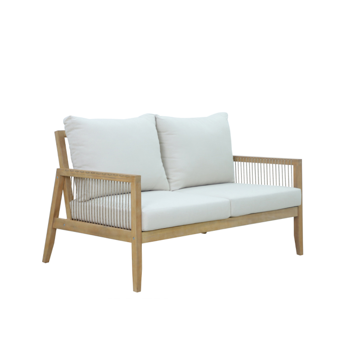 Set mobilier grădină din lemn de acacia natural cu perne bej JAPONISM [2]