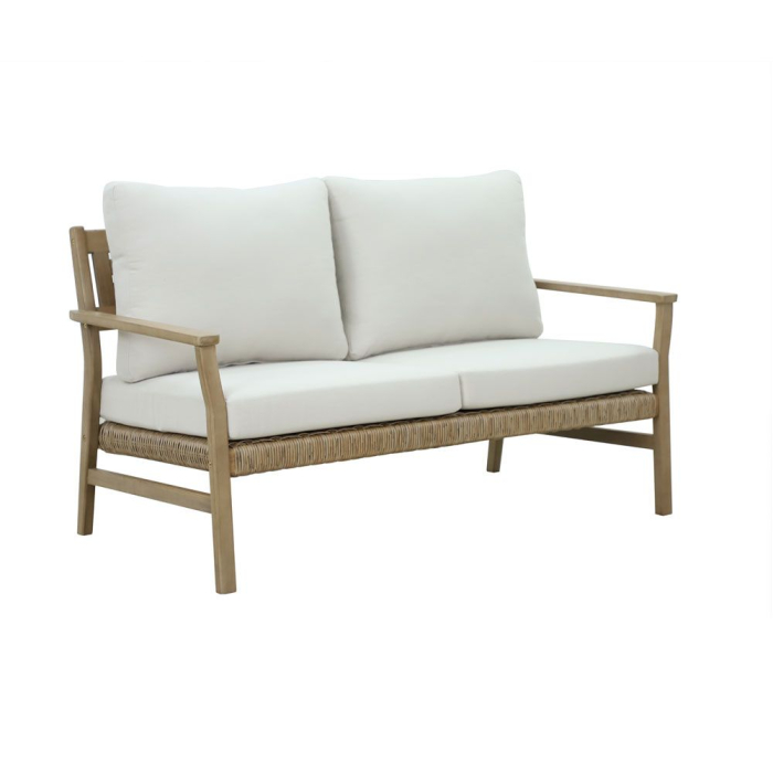 Set mobilier grădină din lemn de acacia natural cu perne bej TOUJOUR [3]