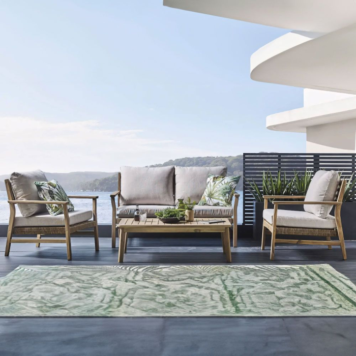 Set mobilier grădină din lemn de acacia natural cu perne bej TOUJOUR [2]