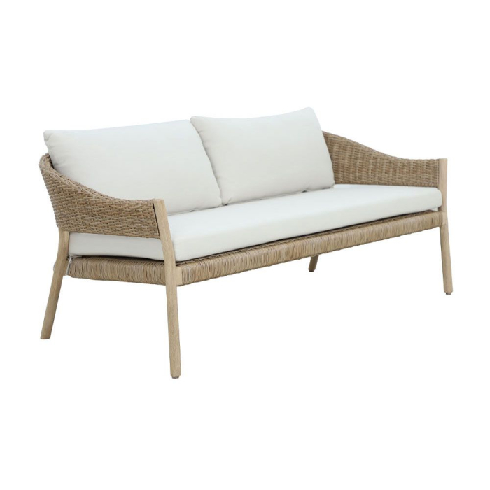 Set mobilier grădină din lemn de eucalipt și ratan natural cu perne bej SUMATRA [5]