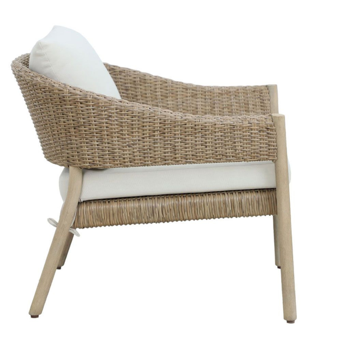 Set mobilier grădină din lemn de eucalipt și ratan natural cu perne bej SUMATRA [14]