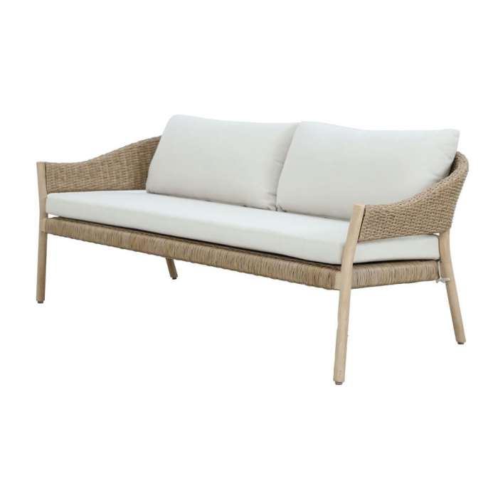 Set mobilier grădină din lemn de eucalipt și ratan natural cu perne bej SUMATRA [10]