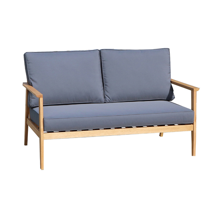 Set mobilier grădină din lemn de eucalipt natural cu perne gri PIAZZA [3]