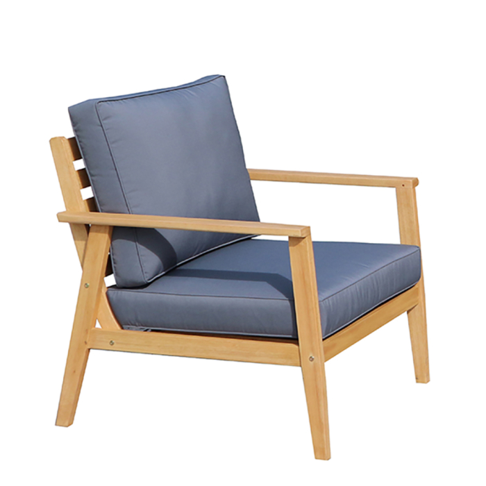 Set mobilier grădină din lemn de eucalipt natural cu perne gri PIAZZA [4]