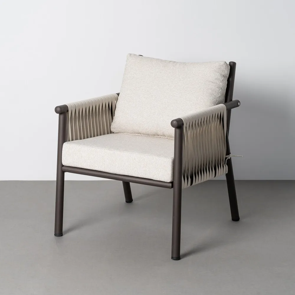 Set mobilier grădină exterior HoReCa din oțel antracit cu canapea, fotolii și masă cu blat din piatră [6]