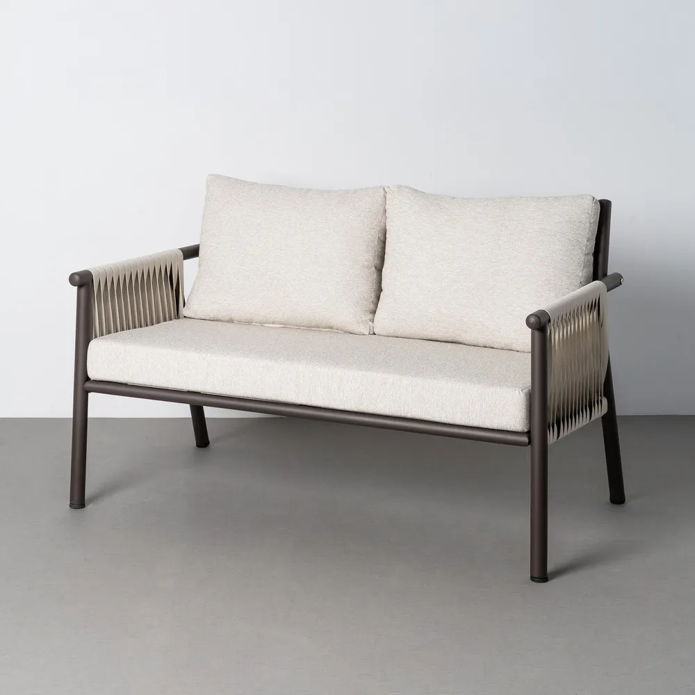 Set mobilier grădină exterior HoReCa din oțel antracit cu canapea, fotolii și masă cu blat din piatră [3]