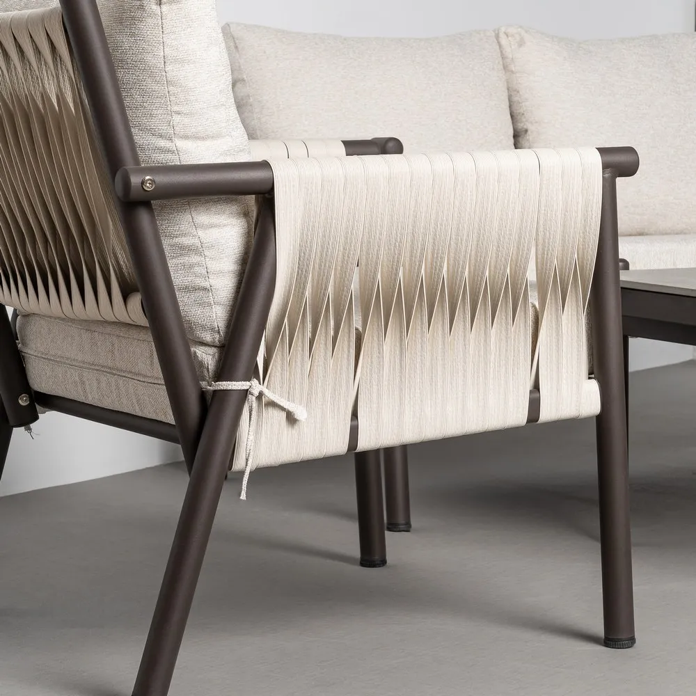 Set mobilier grădină exterior HoReCa din oțel antracit cu canapea, fotolii și masă cu blat din piatră [8]