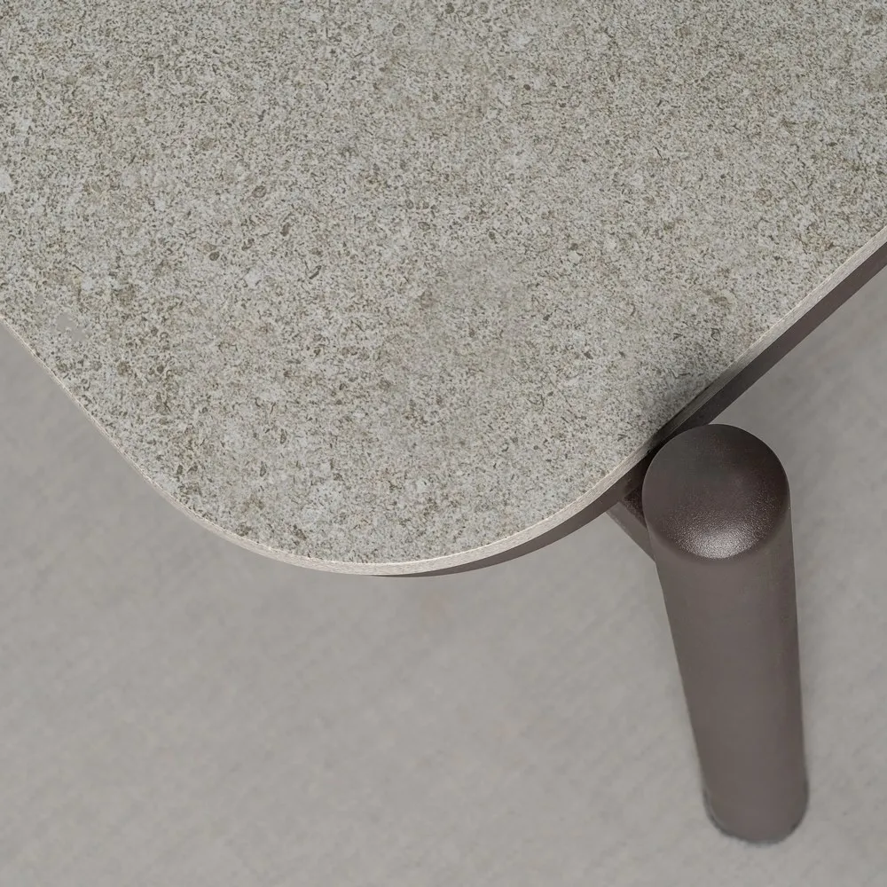 Set mobilier grădină exterior HoReCa din oțel antracit cu canapea, fotolii și masă cu blat din piatră [15]