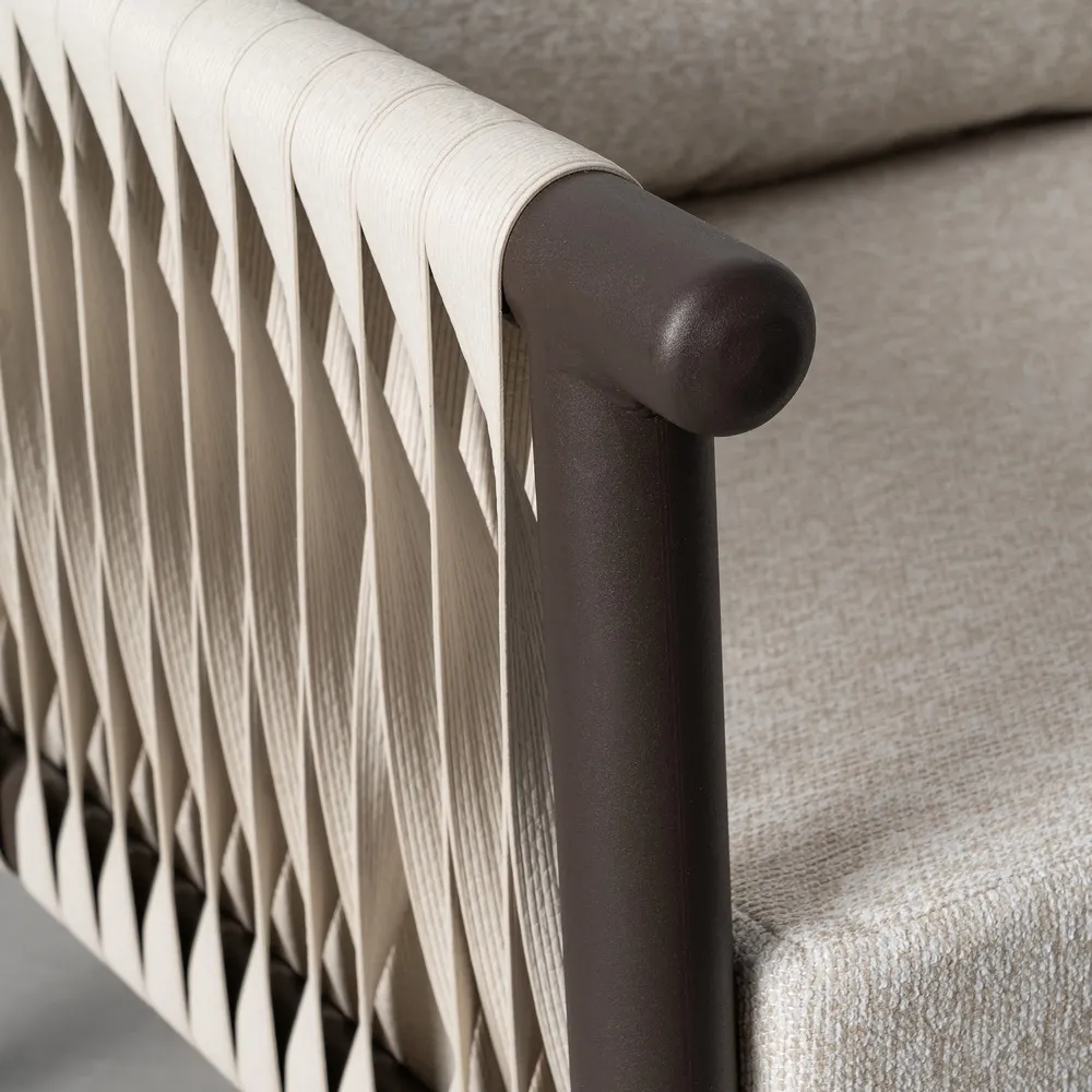 Set mobilier grădină exterior HoReCa din oțel antracit cu canapea, fotolii și masă cu blat din piatră [12]