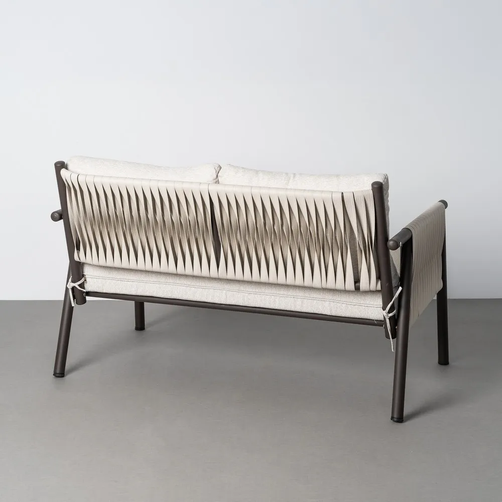 Set mobilier grădină exterior HoReCa din oțel antracit cu canapea, fotolii și masă cu blat din piatră [4]