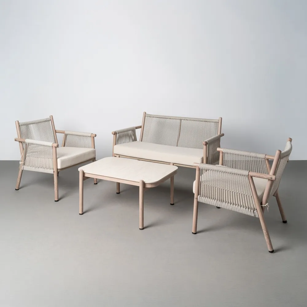 Set mobilier grădină exterior HoReCa cu canapea, fotolii și masă cu blat din piatră sinterizată [3]