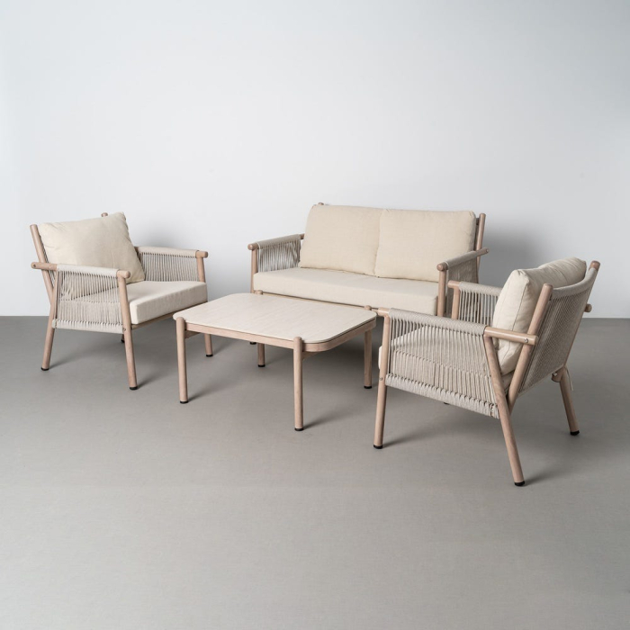 Set mobilier grădină exterior HoReCa cu canapea, fotolii și masă cu blat din piatră sinterizată [2]