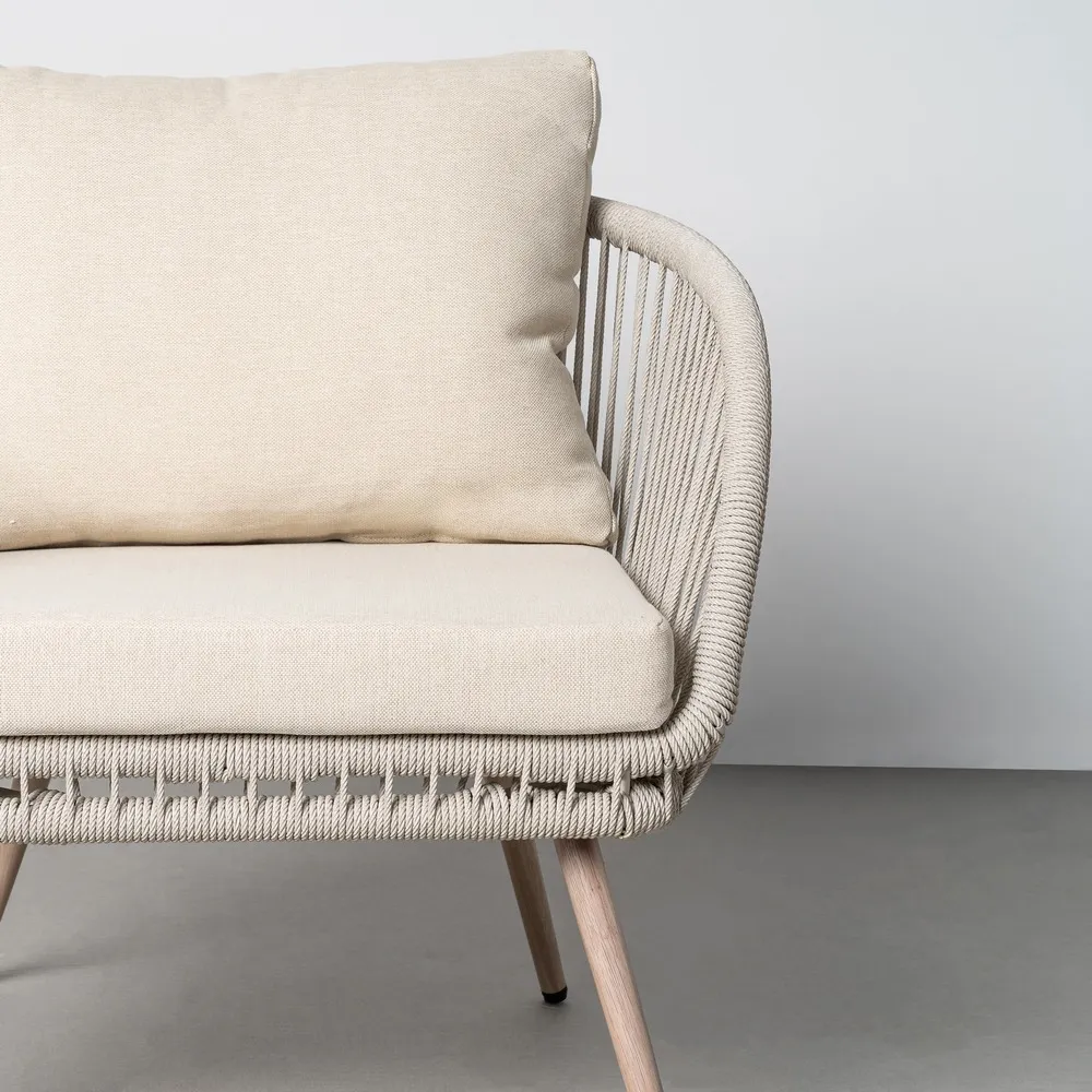 Set mobilier grădină exterior HoReCa cu canapea, fotolii și masă cu blat din lemn compozit [11]