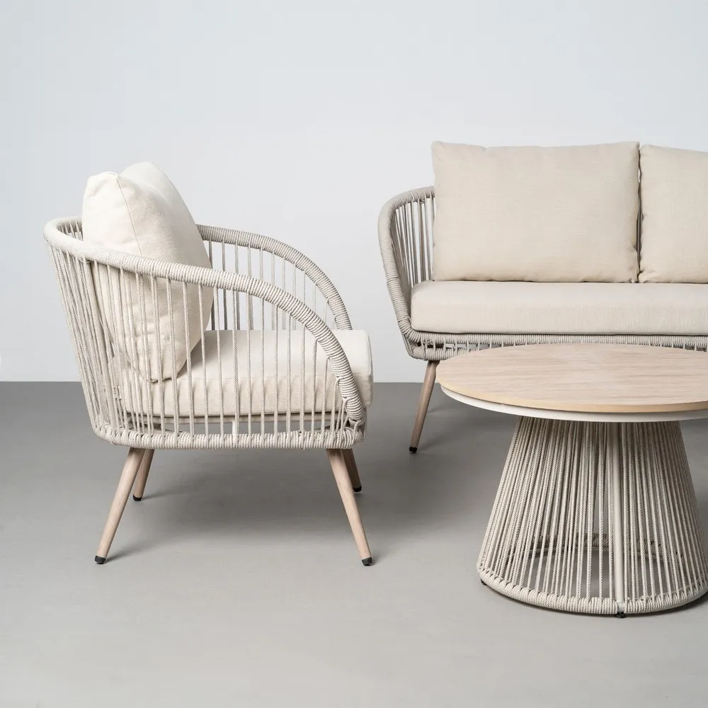 Set mobilier grădină exterior HoReCa cu canapea, fotolii și masă cu blat din lemn compozit [5]