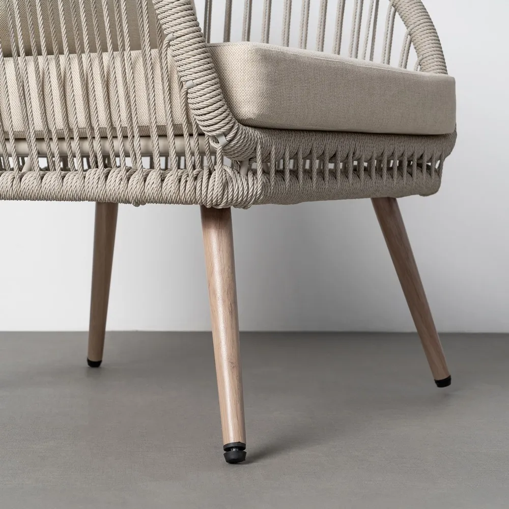 Set mobilier grădină exterior HoReCa cu canapea, fotolii și masă cu blat din lemn compozit [10]