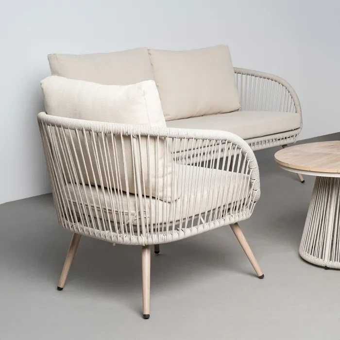 Set mobilier grădină exterior HoReCa cu canapea, fotolii și masă cu blat din lemn compozit [6]