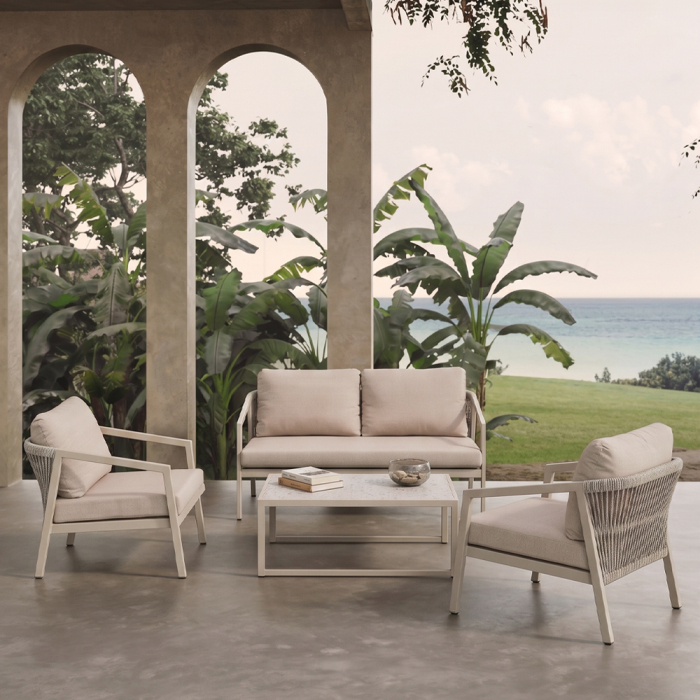 Set mobilier terasă aluminiu off-white cu măsuță MARE [2]