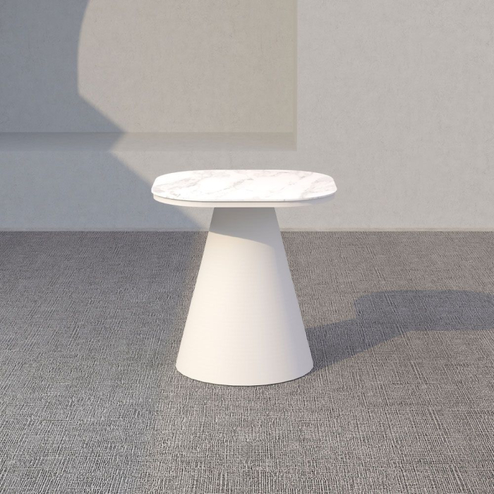 Set mobilier terasă din aluminiu off-white cu măsuțe ceramice 4 piese design curbat [10]