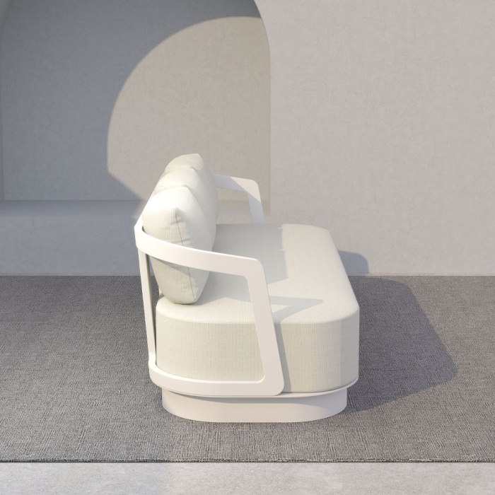 Set mobilier terasă din aluminiu off-white cu măsuțe ceramice 4 piese design curbat [3]