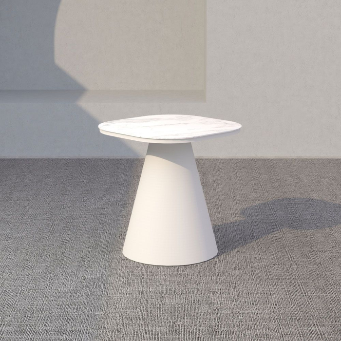 Set mobilier terasă din aluminiu off-white cu măsuțe ceramice 4 piese design curbat [11]