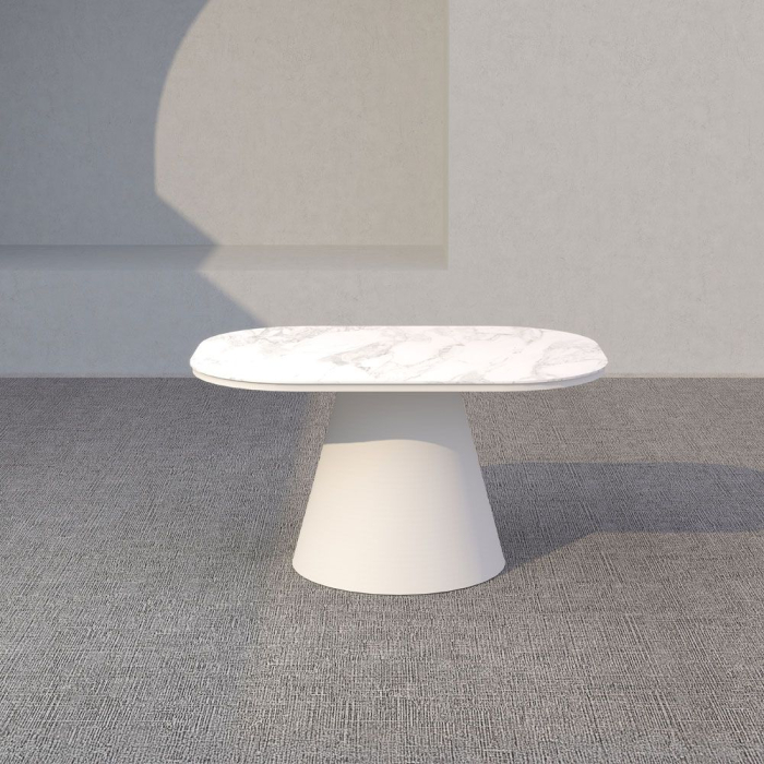 Set mobilier terasă din aluminiu off-white cu măsuțe ceramice 4 piese design curbat [8]