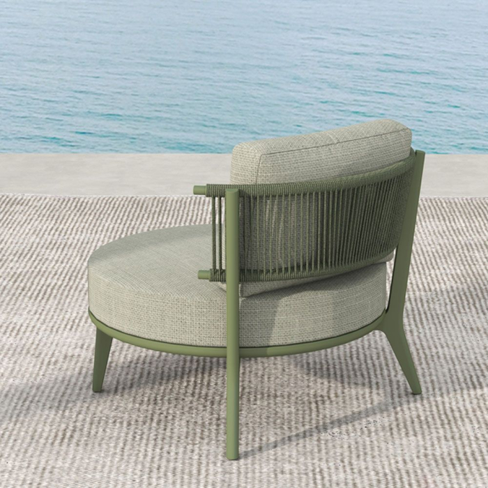 Set mobilier terasă din aluminiu și frânghie decorativă culoare olive cu măsuță ceramică [7]