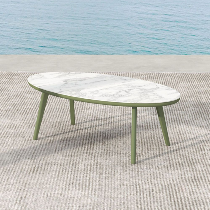 Set mobilier terasă din aluminiu și frânghie decorativă culoare olive cu măsuță ceramică [9]