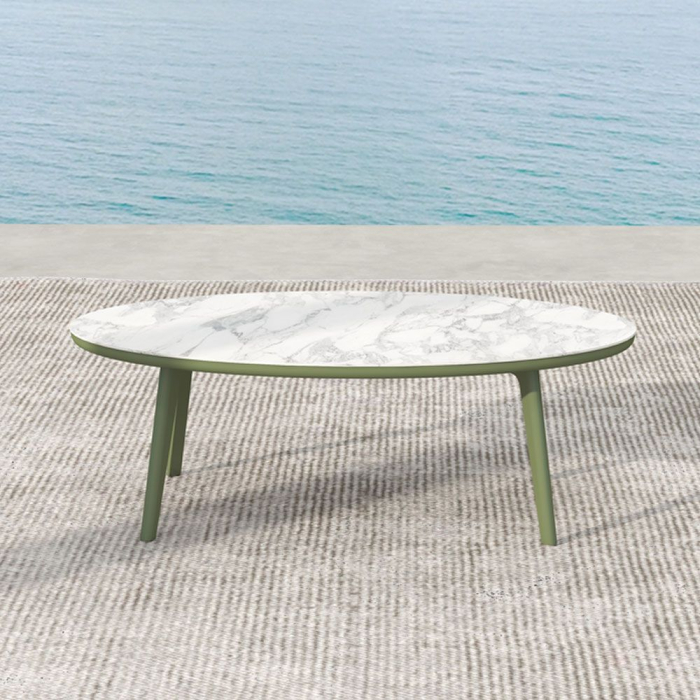 Set mobilier terasă din aluminiu și frânghie decorativă culoare olive cu măsuță ceramică [8]