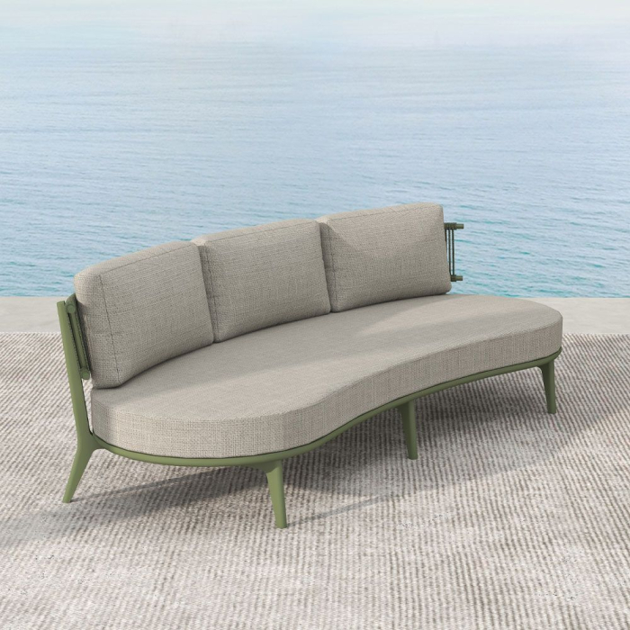 Set mobilier terasă din aluminiu și frânghie decorativă culoare olive cu măsuță ceramică [2]